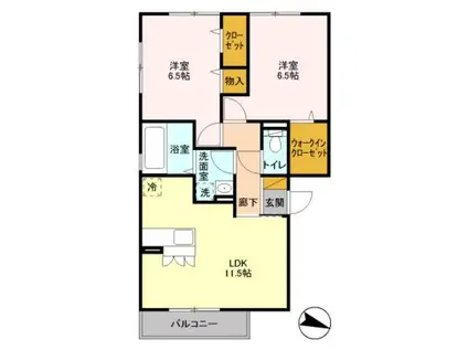 ヴェルドミール2(2LDK/3階)の間取り写真