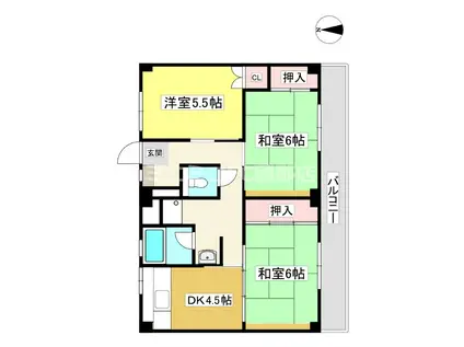 ビレッジハウス幸田4号棟(3DK/1階)の間取り写真