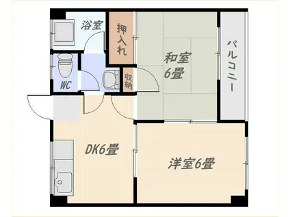 コーポいなだ(2DK/4階)の間取り写真