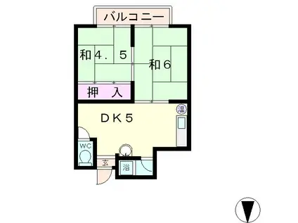ドリームマンションB棟(2DK/1階)の間取り写真