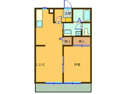 めぐみハイツB棟(1LDK/1階)の間取り写真