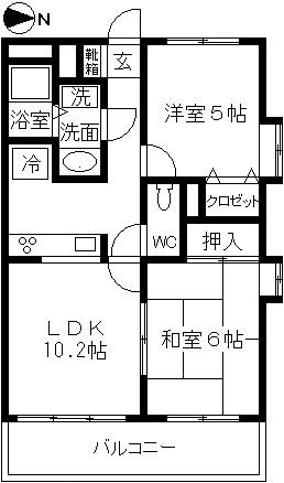 ラフォーレ大倉山(2LDK/3階)の間取り写真