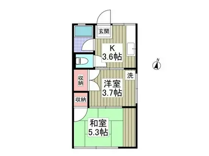 中津川アパート(2K/1階)の間取り写真
