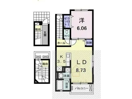 メッシュリール(1LDK/3階)の間取り写真