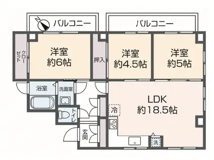 サンクタス西新宿(3LDK/3階)の間取り写真