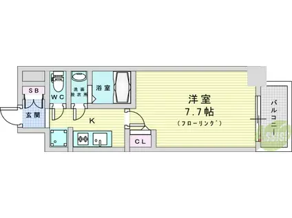 MJC大阪ラフィーネ(1K/7階)の間取り写真