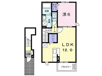 I.Kホーム(1LDK/2階)の間取り写真