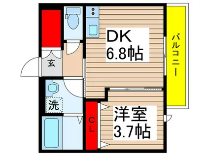 プランタン村上(1DK/2階)の間取り写真