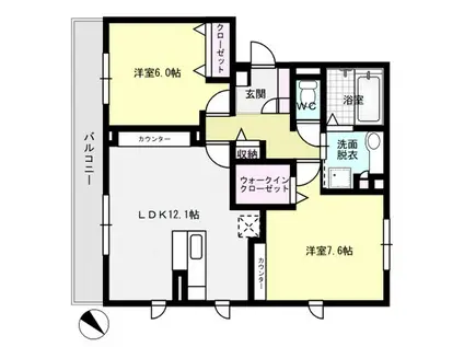 ジョアセジュール博多南2号館(2LDK/2階)の間取り写真