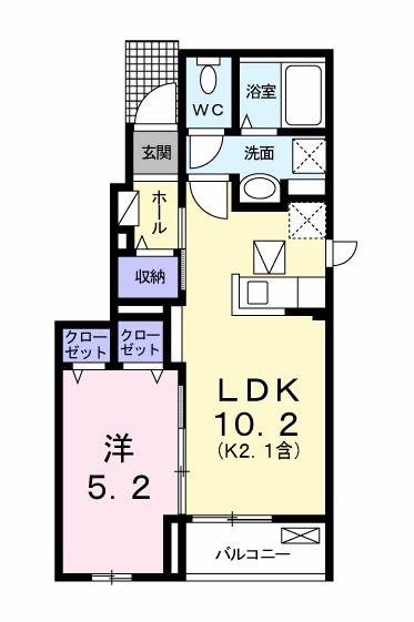 ティグレ(1LDK/1階)の間取り写真