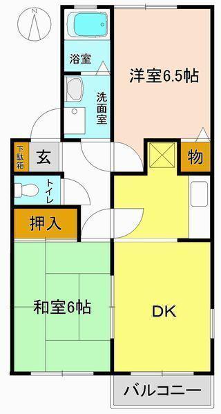 シャルマンB(2DK/2階)の間取り写真