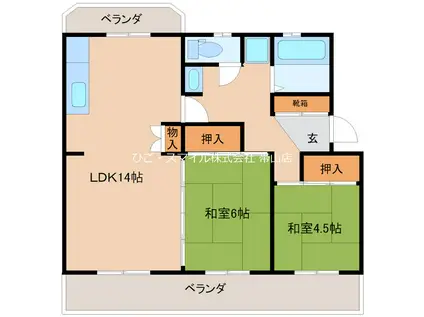 白山荘 A棟(2LDK/1階)の間取り写真