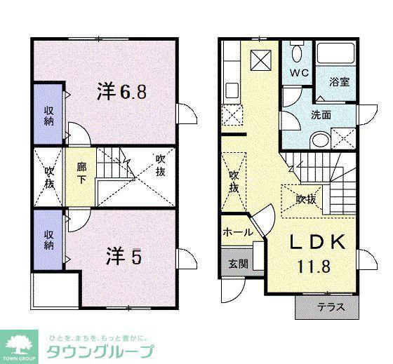 プリムヴェール(2LDK/1階)の間取り写真