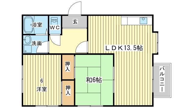 ハウス新町(2LDK/2階)の間取り写真