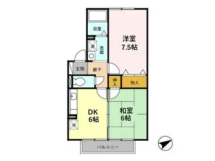 ラフィネ北間(2DK/2階)の間取り写真