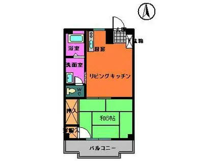 サニービル(1DK/4階)の間取り写真