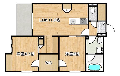 ウエスト SEDONAウエストセドナ(2LDK/1階)の間取り写真
