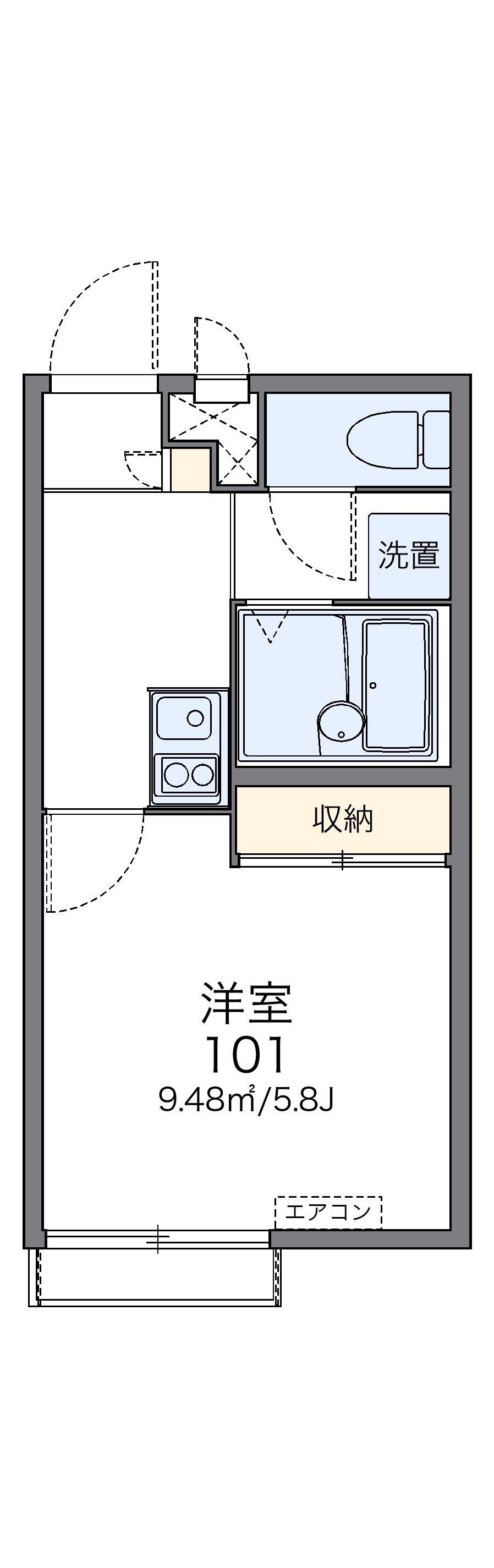 レオパレスノース六甲(1K/1階)の間取り写真