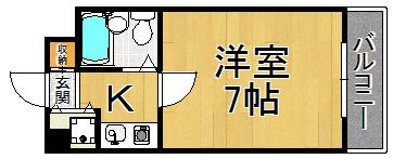 西北チェリー(1K/2階)の間取り写真