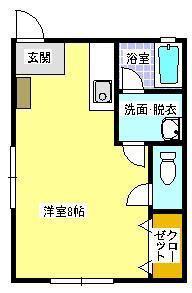 イエローハイツ(ワンルーム/2階)の間取り写真