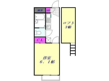 レオパレスメルシー新和II(1K/2階)の間取り写真
