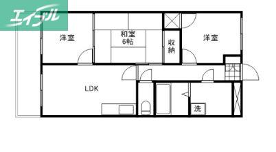 アルファ東古松II(3LDK/3階)の間取り写真
