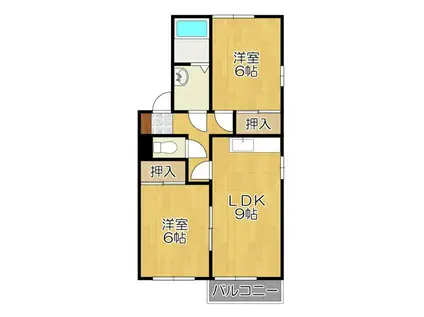 ハイツ花みず木(2LDK/2階)の間取り写真