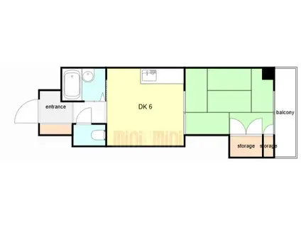 カーサフジイ(1DK/4階)の間取り写真