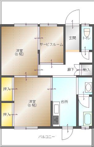 大福マンション引野(3K/4階)の間取り写真