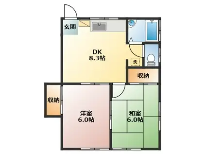 パレドゥ丸山(2DK/1階)の間取り写真