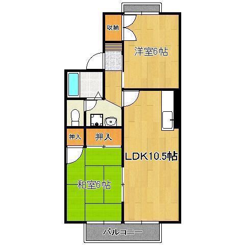 グランディール A棟(2LDK/2階)の間取り写真