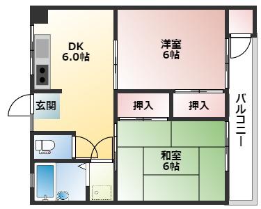 隅田ビル(2DK/3階)の間取り写真