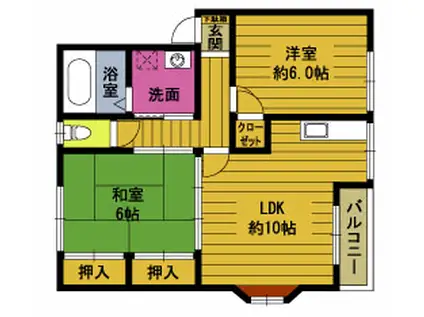 エスボワール(2LDK/2階)の間取り写真