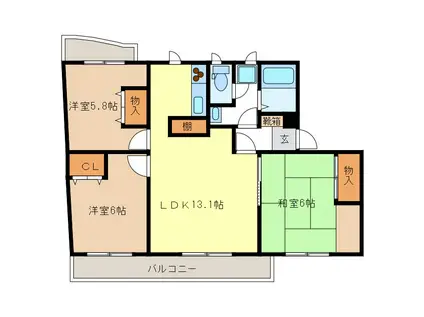 カサフィーナAI(3LDK/3階)の間取り写真