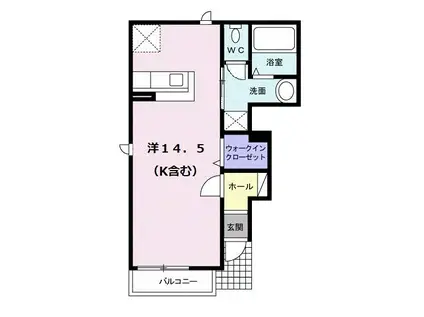 プリムローズIII(ワンルーム/1階)の間取り写真