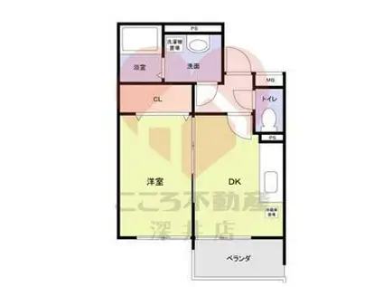 プレミアムスイート狭山駅前(1LDK/2階)の間取り写真