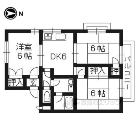 シルキーハイツ(3DK/2階)の間取り写真