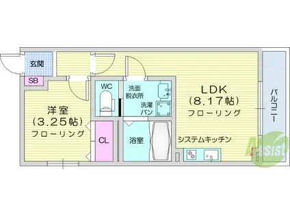フォリアビレッジ長町南 B(1LDK/3階)の間取り写真