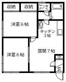ＪＲ函館本線 近文駅 徒歩31分 2階建 築36年(2LDK/2階)の間取り写真