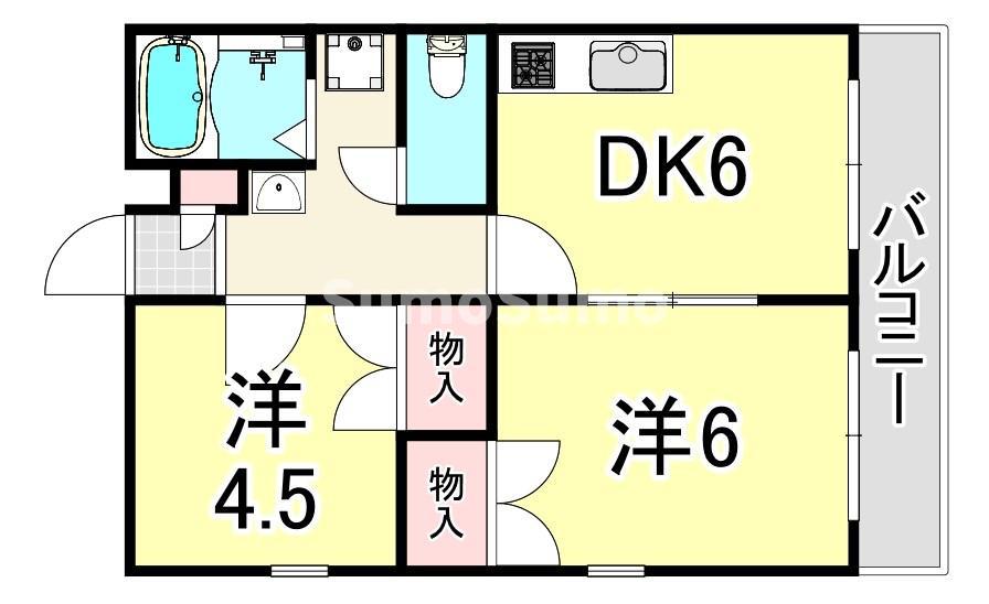 レオパレスKOBATA(2DK/2階)の間取り写真
