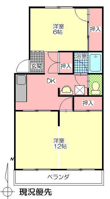 コーポ坪根(1LDK/3階)の間取り写真