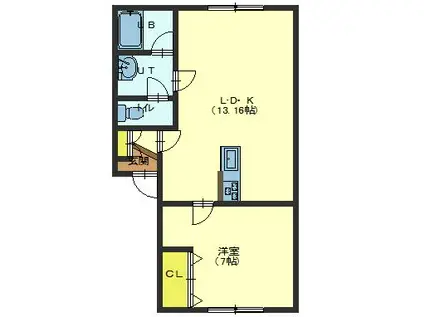 ラ・メゾン・ボワIII(1LDK/2階)の間取り写真