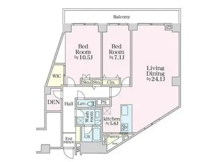 グラマシー恵比寿(2LDK/7階)の間取り写真