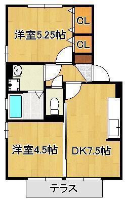ポサーダ四季(2DK/1階)の間取り写真