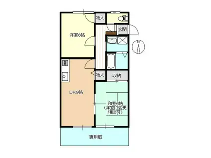 サンビレッジ竜之口D(2DK/1階)の間取り写真