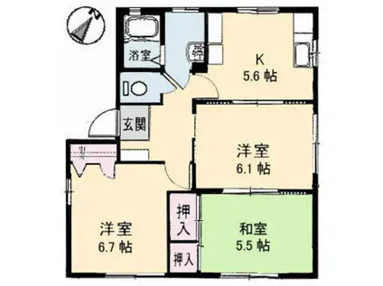 シェソワSATSUNO C(3K/1階)の間取り写真