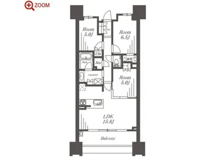 ザ・パークハウス名古屋(3LDK/12階)の間取り写真