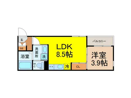 ハーモニーテラス瀬古(1LDK/2階)の間取り写真
