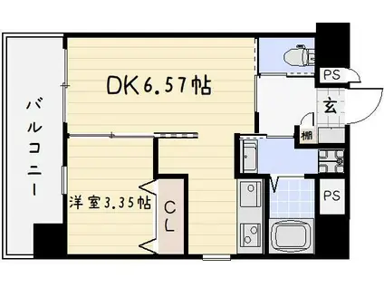 フェリシエ馬借(1DK/10階)の間取り写真