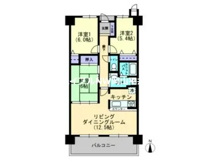 アルファステイツ西市ツインズI(3LDK/8階)の間取り写真